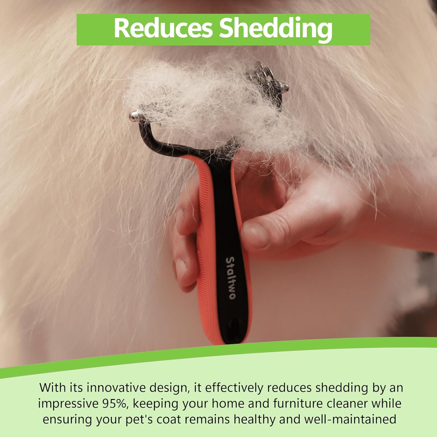 Staltwo Deshedding Dog Brush for Shedding – 2-in-1 Professional Undercoat Rake & Pet Grooming Tool for Dogs and Cats