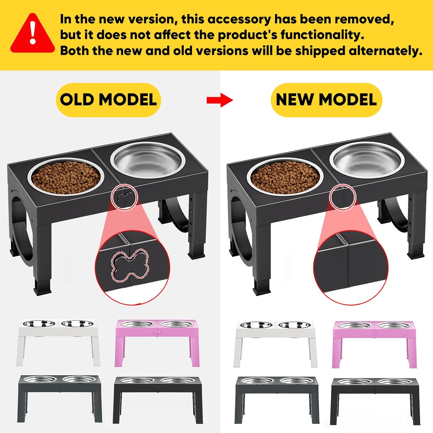 XIAZ Elevated Dog Bowls – Adjustable Raised Dog Bowl Stand for Large &amp; Medium Dogs with Stainless Steel Food &amp; Water Bowls (5 Height Settings, Black)